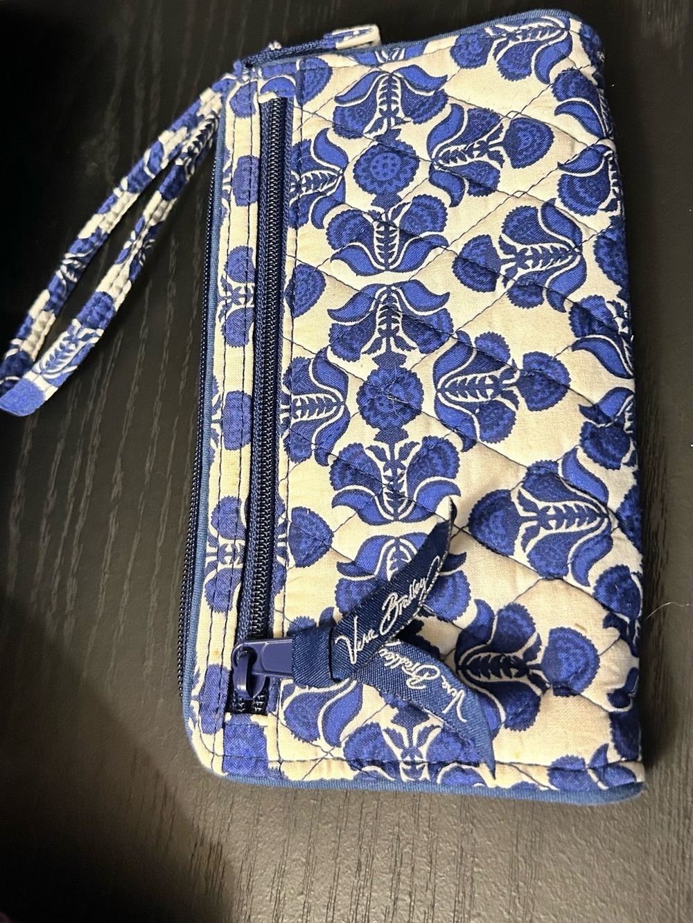 Vera Bradley Blue and Cream Quilted Wristlet Wallet